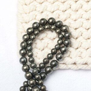 6mm Pyrite Round Beads DIY Jewelry Making